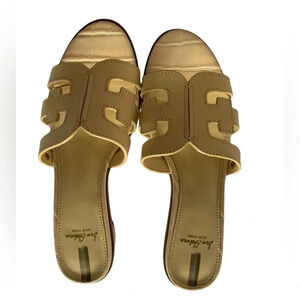 Sam Edelman Illie Eggshell Leather Slip On Open Rounded Toe Heels (6.5)